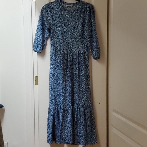light blue floral midi dress